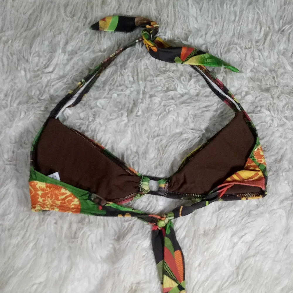 Cyn & Luca Floral Halter Bikini Top Size S